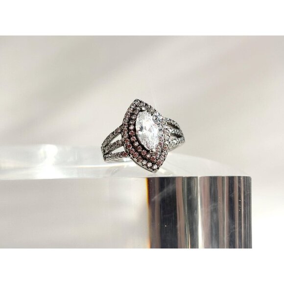 STAUER Designer Sterling Silver Mirador Marquise Cut Cubic Zirconia Ring - sz 6 - Picture 2 of 10